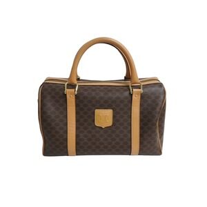 CELINE Boston Bag Macadam Beige Tan Brown Leather